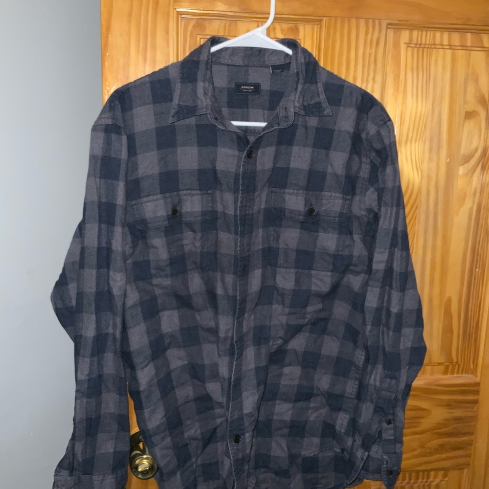 Arrow Men's Dark Plaid Shirt Jacket